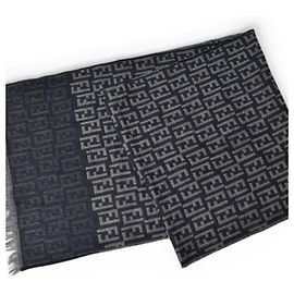 Fendi Reversible Wool Stole Brown Black