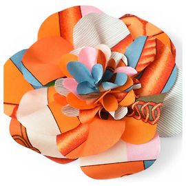 Fermaglio per capelli in seta Hermès Corsage Blu Arancione