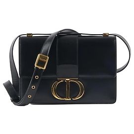 Dior 30 Montaigne Bolsa de couro de bezerro box preto Preto