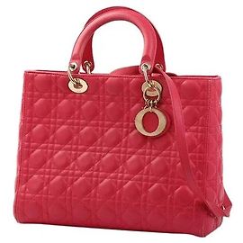 Dior Lady Dior Large Pink Cannage Leather Handbag Pink