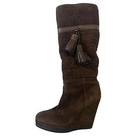 Dior Cannage Suede Ankle Boots Brown Brown