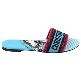 Dior D-Jungle Way Mules Blue Canvas Blue