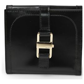 Gucci Bi-Fold Wallet in Black Enamel Leather Black