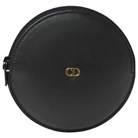 Christian Dior Black Leather Coin Case Black