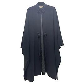 Christian Dior Navy Blue Wool Cape Coat Size 38 Navy blue