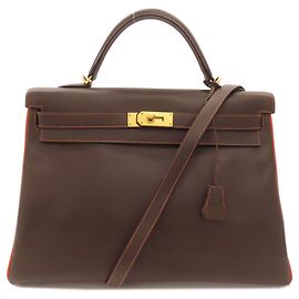 Bolsa Hermès Kelly 40 Marrom Laranja