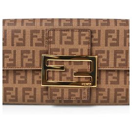 Fendi Zucca Long Wallet Brown Beige