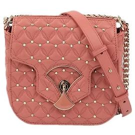 Bulgari Diva Handbag Pink Leather with Gold Studs Pink