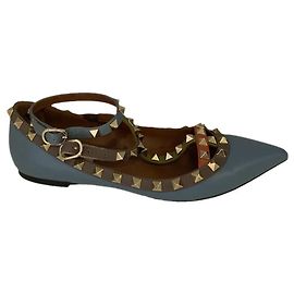 Valentino Garavani Rockstud ballet flats multicolor leather Blue