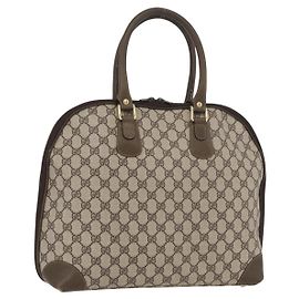 Gucci Bolsa de mão GG Supreme em PVC bege e dourado Auth BAZ197 Bege Dourado