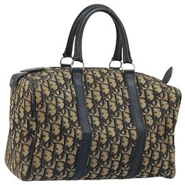 Borsa Boston in tela Trotter Christian Dior blu navy argento Auth BAZ518 Argento Blu navy