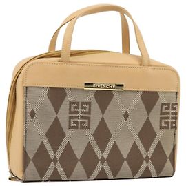 Bolsa de mão GIVENCHY em lona bege e dourada Auth SW2228A Bege Dourado