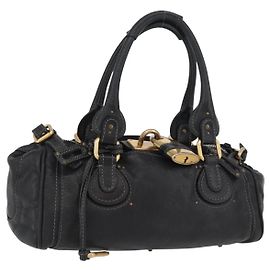 Chloé Chloe Paddington Handtasche aus schwarzem Leder mit Gold und Silber authentisch am11134A Schwarz Silber Golden