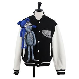 LOUIS VUITTON Puppet Baseball Jacket Wool Black 1A8PML LV Auth BAZ826SM Black