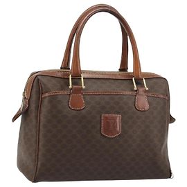 Céline Sac Boston en toile Macadam CELINE en cuir PVC marron doré Auth BA11759 Marron Doré