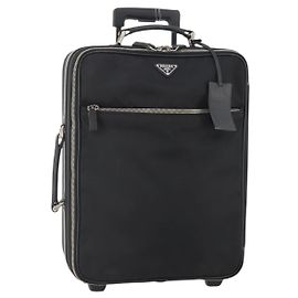 PRADA Étui Trunk Nylon Noir Argent Auth fm5302 Noir Argenté