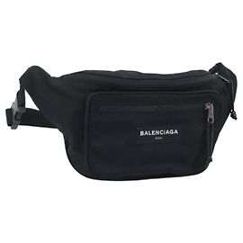 Bolsa BALENCIAGA Body em nylon preto 482389 Auth BA11367 Preto