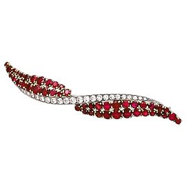 Autre Marque Yellow gold, platinum, ruby and diamond brooch barrette. Other
