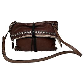 Bolsa de ombro de couro com studs Marni vintage marrom Marrom
