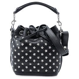 Borsa a secchiello Emmanuelle in pelle di vitello con borchie Small Star di Saint Laurent Nero