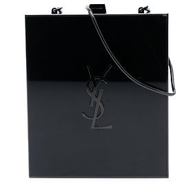 Pochette Boîte Tuxedo in acrilico Saint Laurent con catena Nero