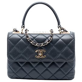 Chanel Pequeno Matelassé Couro de Cordeiro Trendy CC alça superior com aba Azul