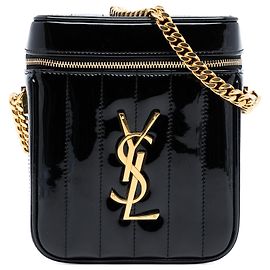 Saint Laurent Cuir verni Vicky Vanity Noir