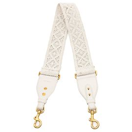 Macramé Schultergurt aus Kalbsleder von Dior Weiß