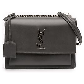 Bolso cruzado Monogram Sunset de cuero de ternera mediano Saint Laurent Gris