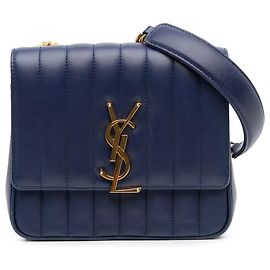 Saint Laurent Medium Lammleder Monogram Vicky Kettentasche Blau