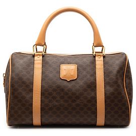 Céline Bolsa Boston em lona revestida Macadam da Celine Marrom