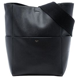 Céline Celine Medium Leder Eimer Tasche mit Schultergurt Schwarz