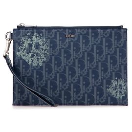 Dior Oblique Jean Tears A5 Flat Pochette Blue