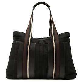 Bolso Troca Horizontal MM de Lona Hermès Negro