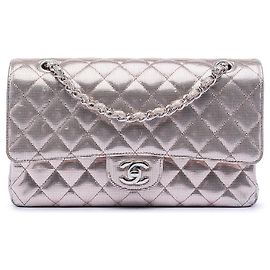 Chanel Medium Classic Cuir de veau Effet Pixel Double rabat Rose