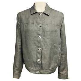 Fabiana Filippi Dark Grey Button Front Linen Jacket Grey