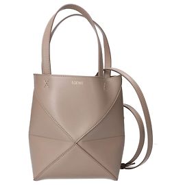 Sac mini Puzzle pliable en cuir de veau brillant Loewe Sable