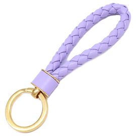 Porte-clés en cuir Intrecciato Bottega Veneta Doré Violet