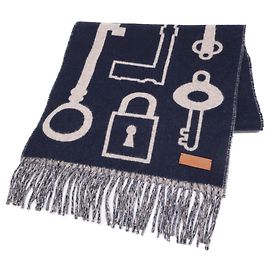 Écharpe en cachemire Hermès en bleu marine et beige Beige Bleu Marine