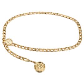 Cinto de corrente dourada com moeda Coco Mark Cambon 94P da Chanel Dourado