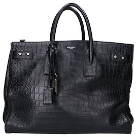 Saint Laurent Embossed Leather Tote Bag Black
