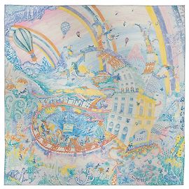 Hermès Bufanda cuadrada Les Folies du Faubourg de seda 90 Multicolor