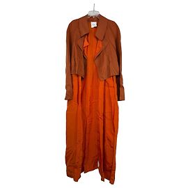 Agnona orange Kleid mit braunem Jacket Braun Orange