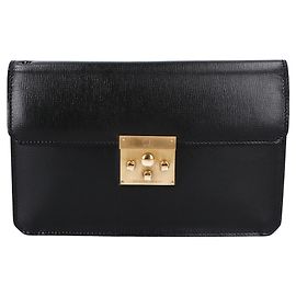 Valextra Sherlock Holmes Key Second Clutch Bag Black