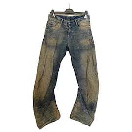 Jeans Acne Studios Azul e Marrom Couro e Algodão Marrom Azul