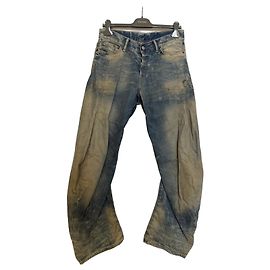 Jeans Acne Studios Bleu et Marron Cuir et Coton Marron Bleu