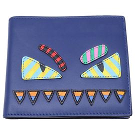 Fendi Blau Leder Bi-Fold Geldbörse Blau