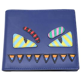 Fendi Blue Leather Bi-fold Wallet Blue