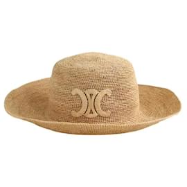 Céline Triomphe Panama Hat Camel Wicker Camel