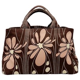 Bolsa tote em canvas estampada Prada marrom / rosa Marrom